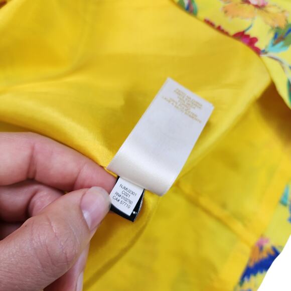 Kate Spade Womens Cathleen Silk Wrap Dress Size 6 Yellow Floral Brunch Designer - Picture 13 of 16